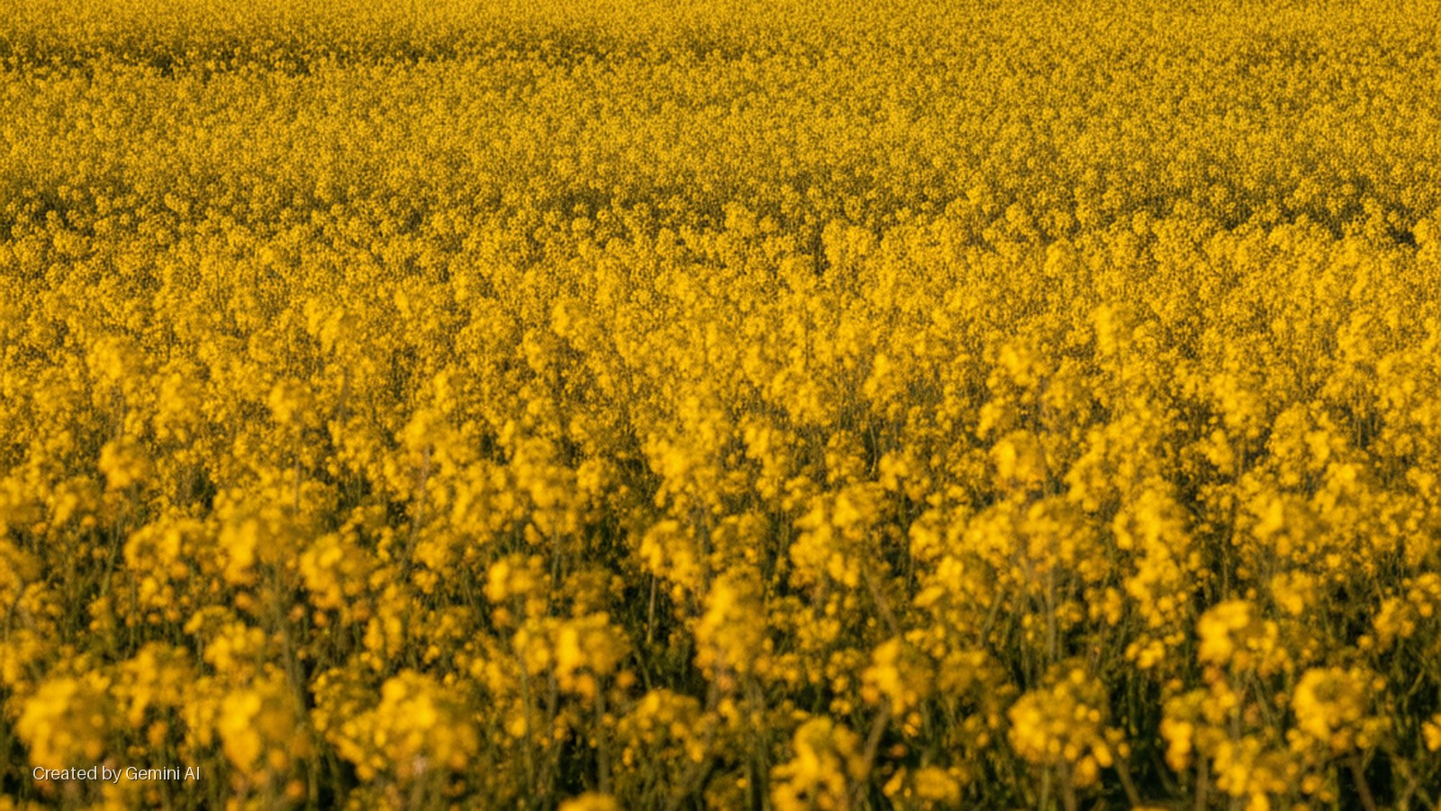 A vibrant field of yellow rapeseed flowers glows under warm, golden hour sunlight.
